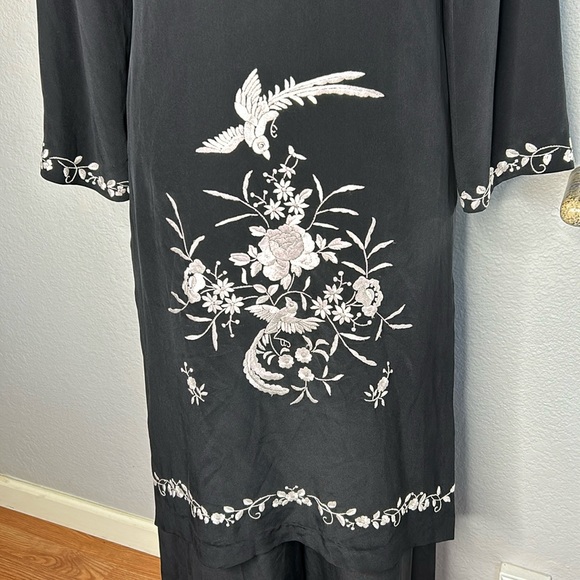 Sue Wong silk embroidered Cheongsam kimono duster/pants set - Picture 4 of 14